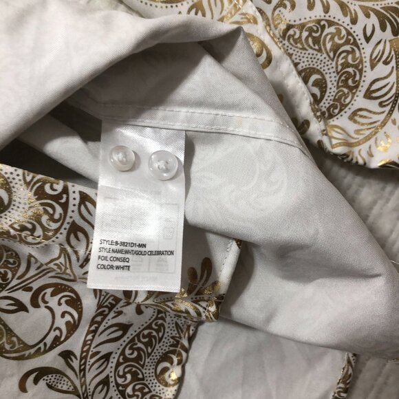 Consequence Men's Size Small‎ White and Gold Paisley Button Down - Picture 5 of 5
